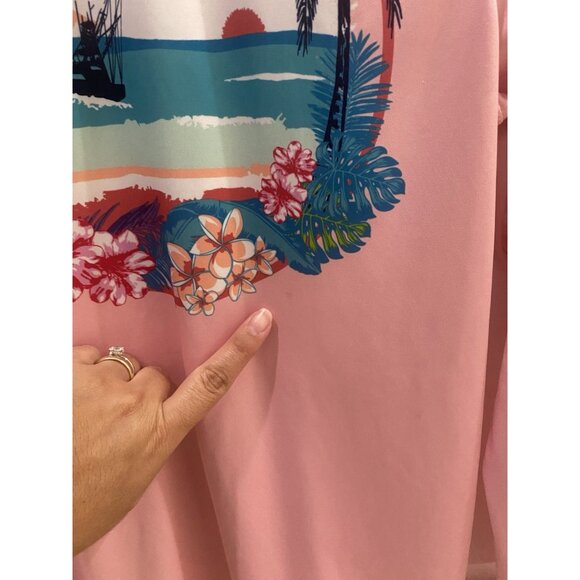 3/$15 SALE - World Wide Sportsman Girls Surfcaster Tropical Scene Shirt Size L - Picture 5 of 12